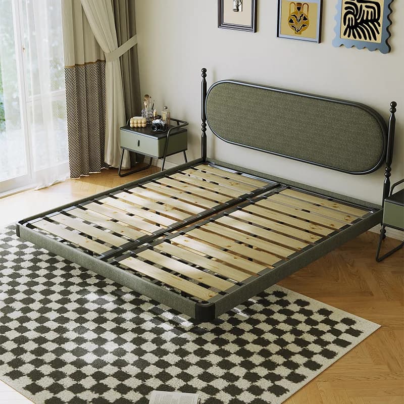 DSA carbon steel retro solid wood bed household double bed flower cloth soft bag medium and ancient bed