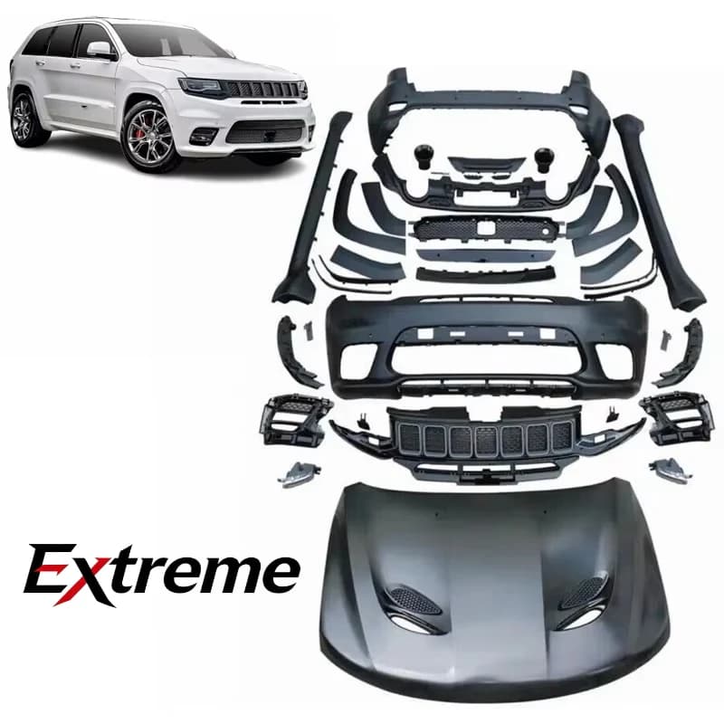 New Style Upgrade Body Kit Auto Parts Front Rear Complete Bumper Kit with Hood for Grand Cherokee SRT8 2017-2020