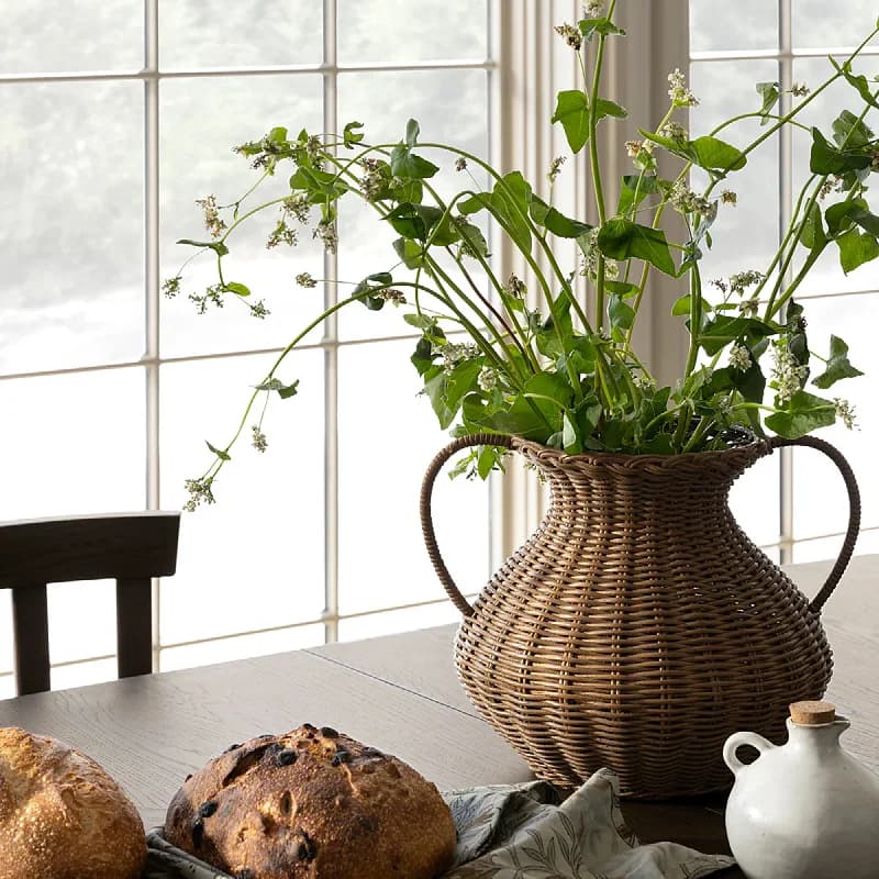 Hand-woven Vase Rattan Woven Texture Dried Flower Vase Rattan Flower Arrangement Vase Craft Ornament 2026 تحف كبيره للمنزل