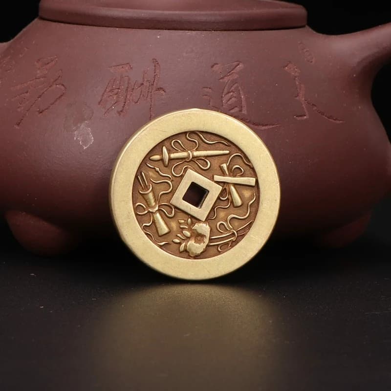 Dark Immortals Pattern Eight-Directional Yellow Lucky Money Amulet, Daoist Protective Talisman, Modern Folklore Ten-Item C