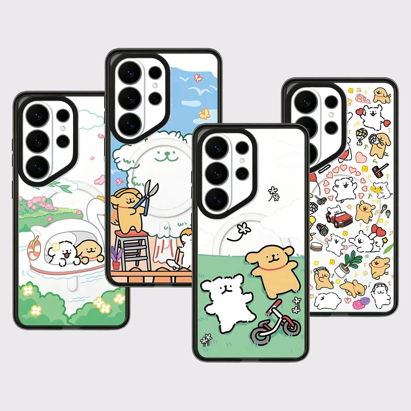 Dog Friend Grass Acrylic Black Border Case for Samsung Galaxy S26 S25 S24 S23 Ultra S26U S24+ S25+ S26 Plus Case