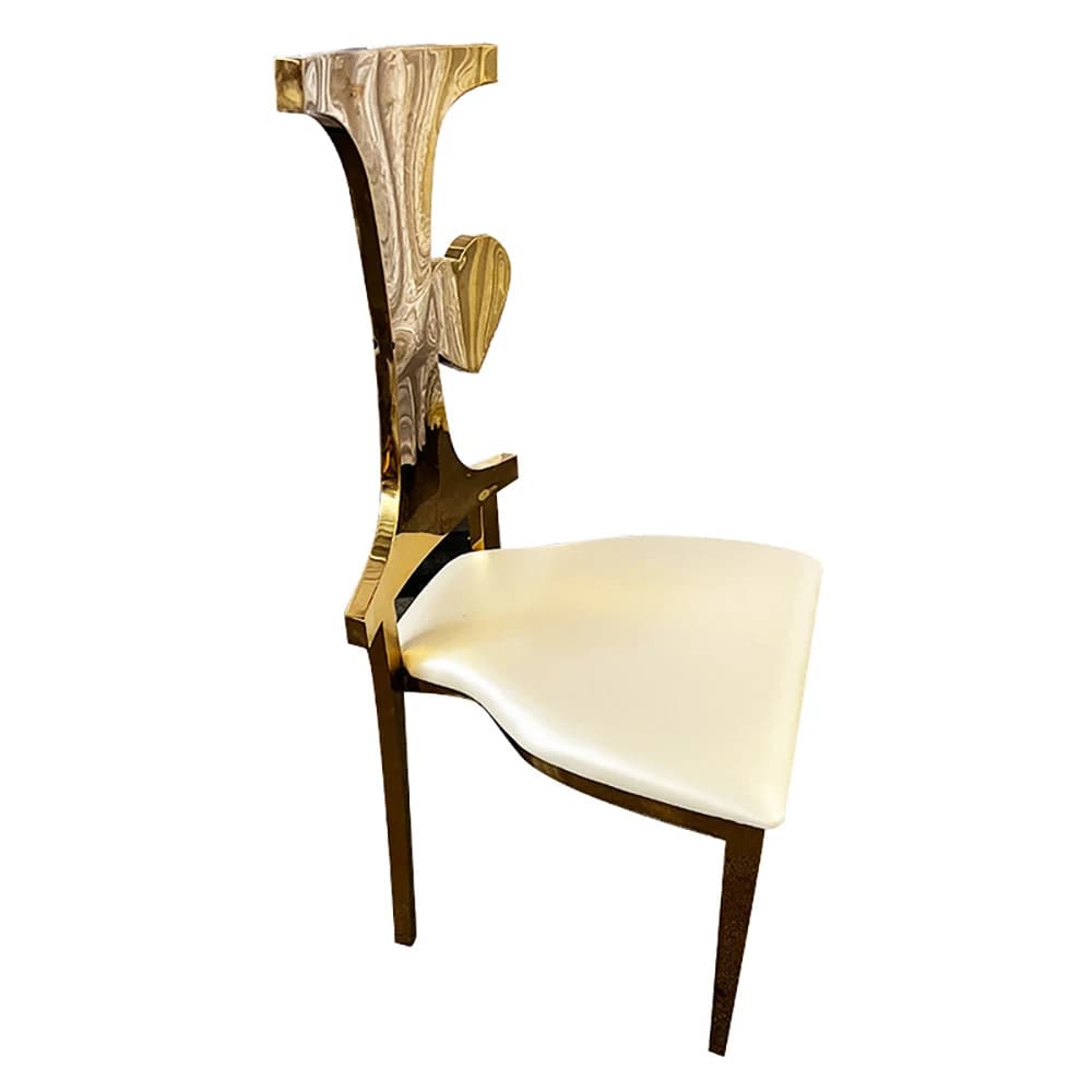 Customized Modern Luxury White Leather Gold Stainless Steel Frame Wedding Decoration Wedding Chair