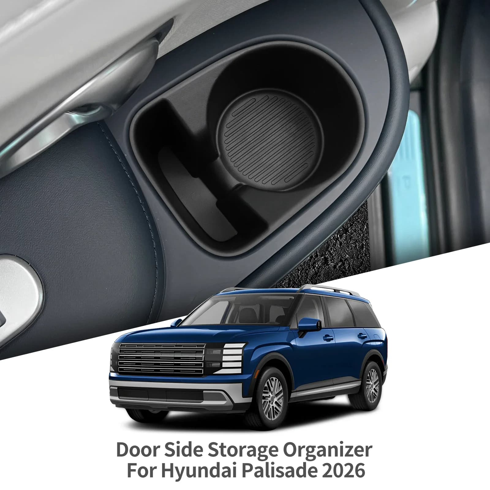 2Pcs For Hyundai Palisade 2026 2rd Row Door Side Water Cup Holder Insert Drinks Storage Box Car Interior Accessories Black