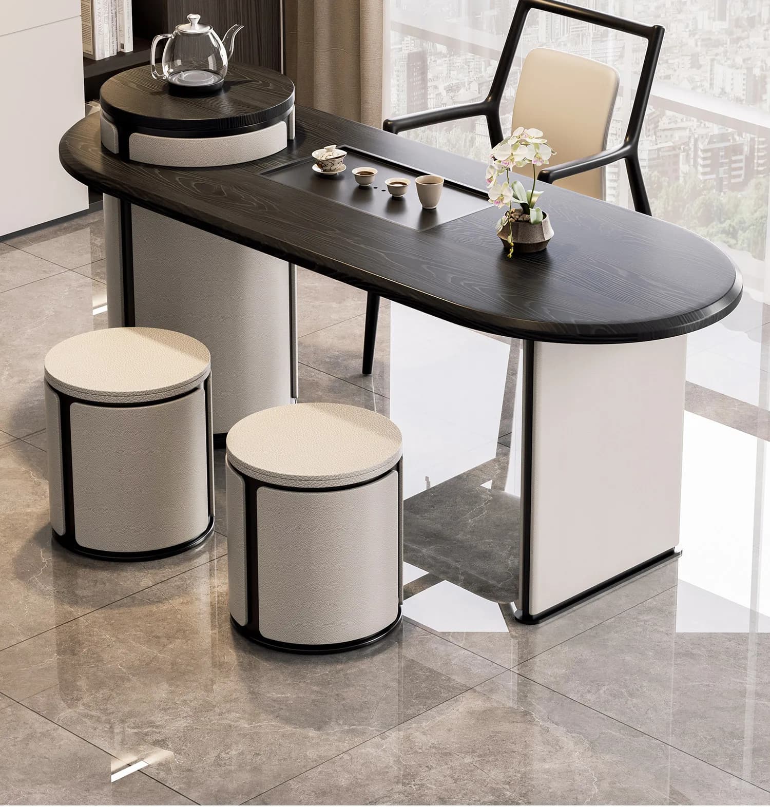 YJQ Italian minimalist balcony exquisite small tea table light luxury high-end tea table modern simplicity