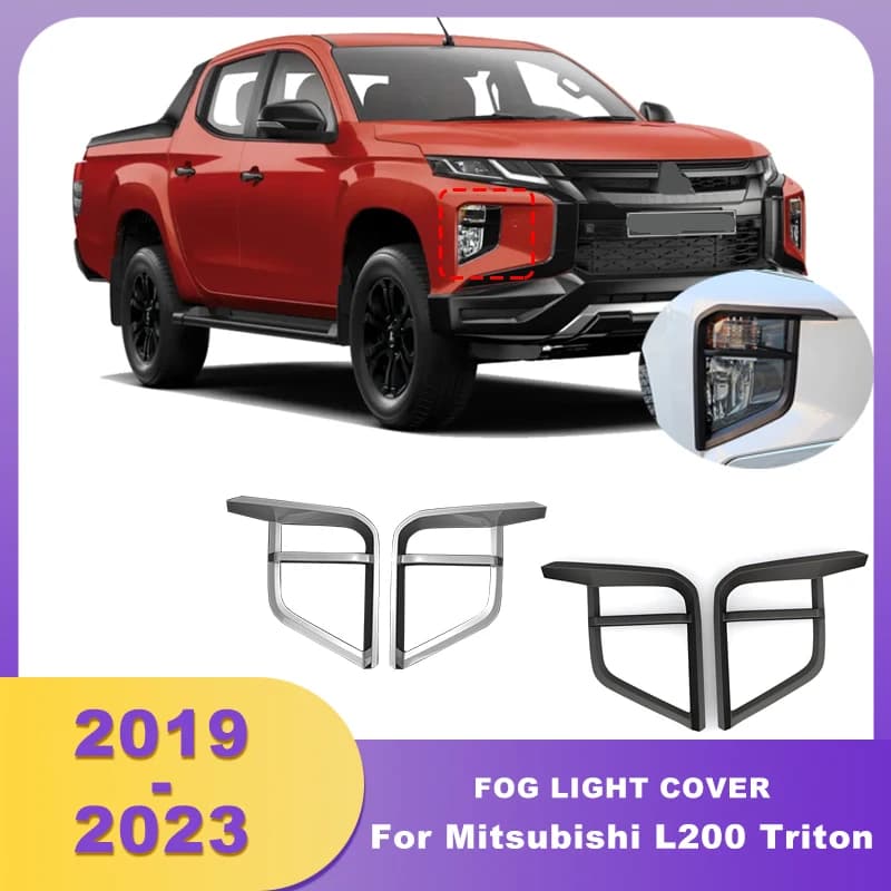 Chrome Front Bumper Fog Light Covers Lamp Cover Frame For Mitsubishi L200 Triton Ram MR 2019 2020 2021 2022 2023 Double Cabin