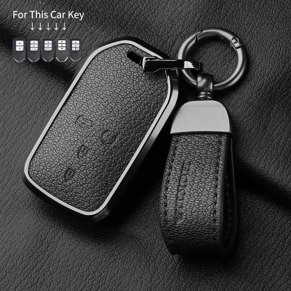Metal and Leather Car Key Case Cover For Honda CRV CR-V Fit Civic Accord HR-V HRV City Odyssey XR-V Car Key Case Protect Fob