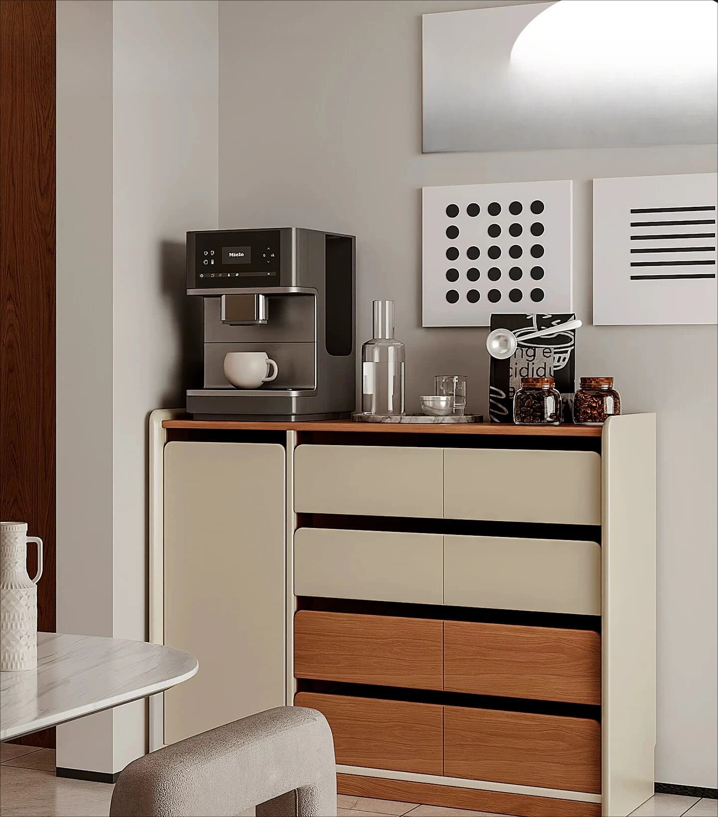 PYH solid wood sideboard, wall-by-wall integrated storage cabinet , household low cabinet, coffee cabinet