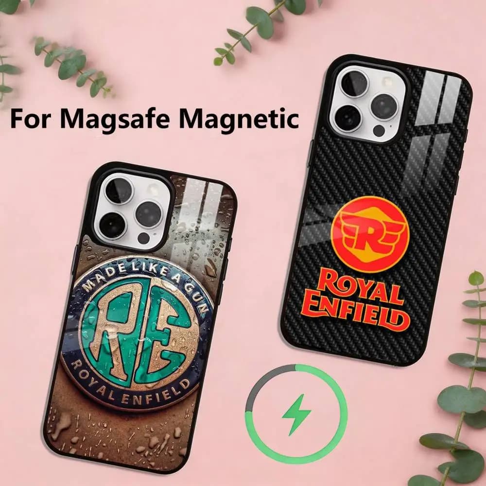 R-ROYALS E-ENFIELDs Logo Phone Case For iPhone17,16,15,14,13,12,11 Plus,Pro Magnetic with Magsafe Wireless Charging