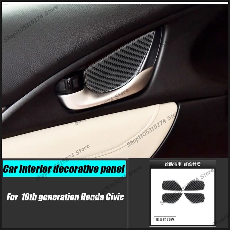 Inner Door Bowl Decorative Sticker Suitable for Honda Civic Real Carbon Fiber Frame Car Interior Modification Accessories