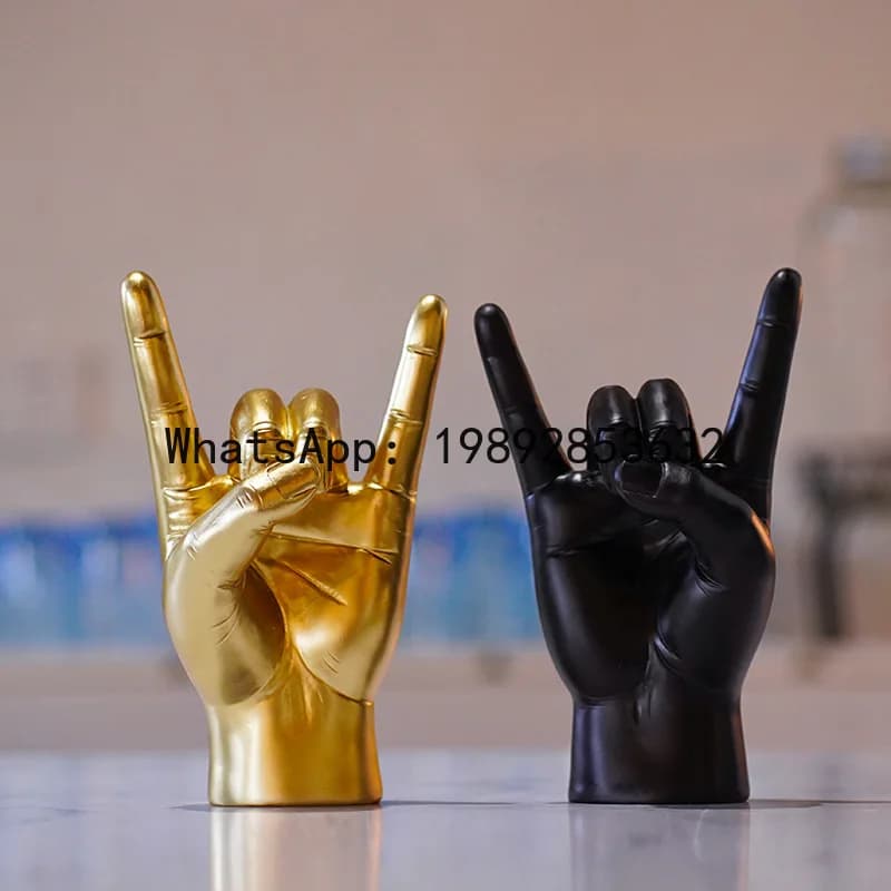 DSA Rock Band Gesture Metal Gift Resin Craft Hand Ornament Living Room Decoration