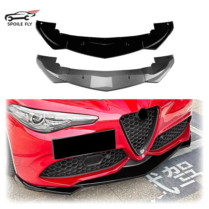 For Alfa Romeo Giulia 952 2015-2024 Version High Quality ABS Car Front Lip Bumper Spoiler Glossy Black Carbon Fiber Look