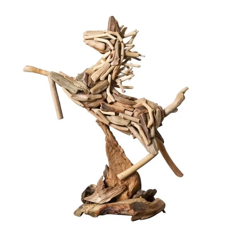 Handmade solid wood horse ornaments, living room TV cabinet wine cabinet handicrafts, home decoration creative gifts