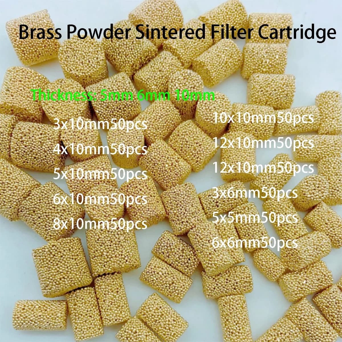 50pcs Copper Sintered Filter Disc, Diameter3/4/5/6/10/12mm Powder Filter Cartridge, Metal Cylindrical Filter Plug