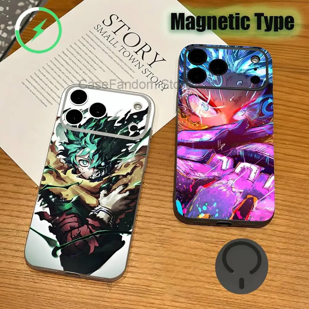 D-Deku Anime I-Izuku M-MidoriyaS For iPhone 17,16,15,14,13,12Pro,Max,Plus Magnetic Wireless Charging Transparent gray Phone Case