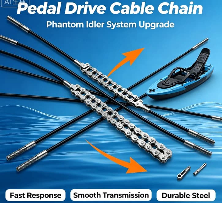 Reliable On‑Water Performance Phantom Drive Idler Cable Chain for Pedal Kayak System Replacement Pull‑Wire Hardware