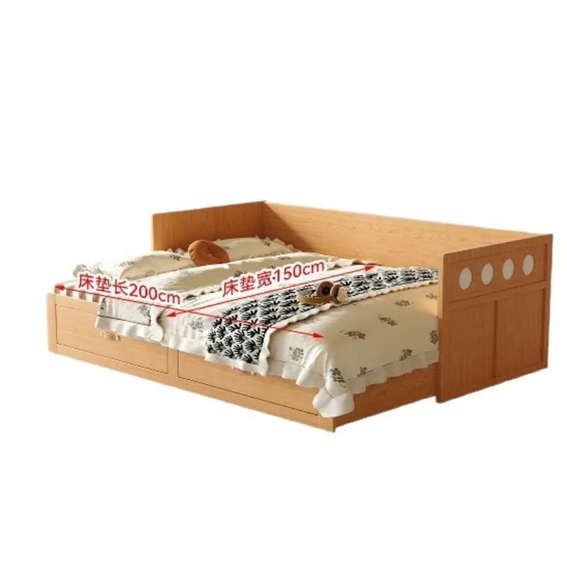 Sofa bed, solid wood sitting, reclining and pull-out storage bed, small living room