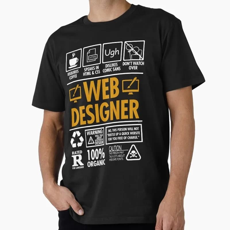 Website Designer Funny HTML CSS Coder Job Labels Graphic T‑Shirt for Programmer Software Engineers Geek IT Developer Fan Gift