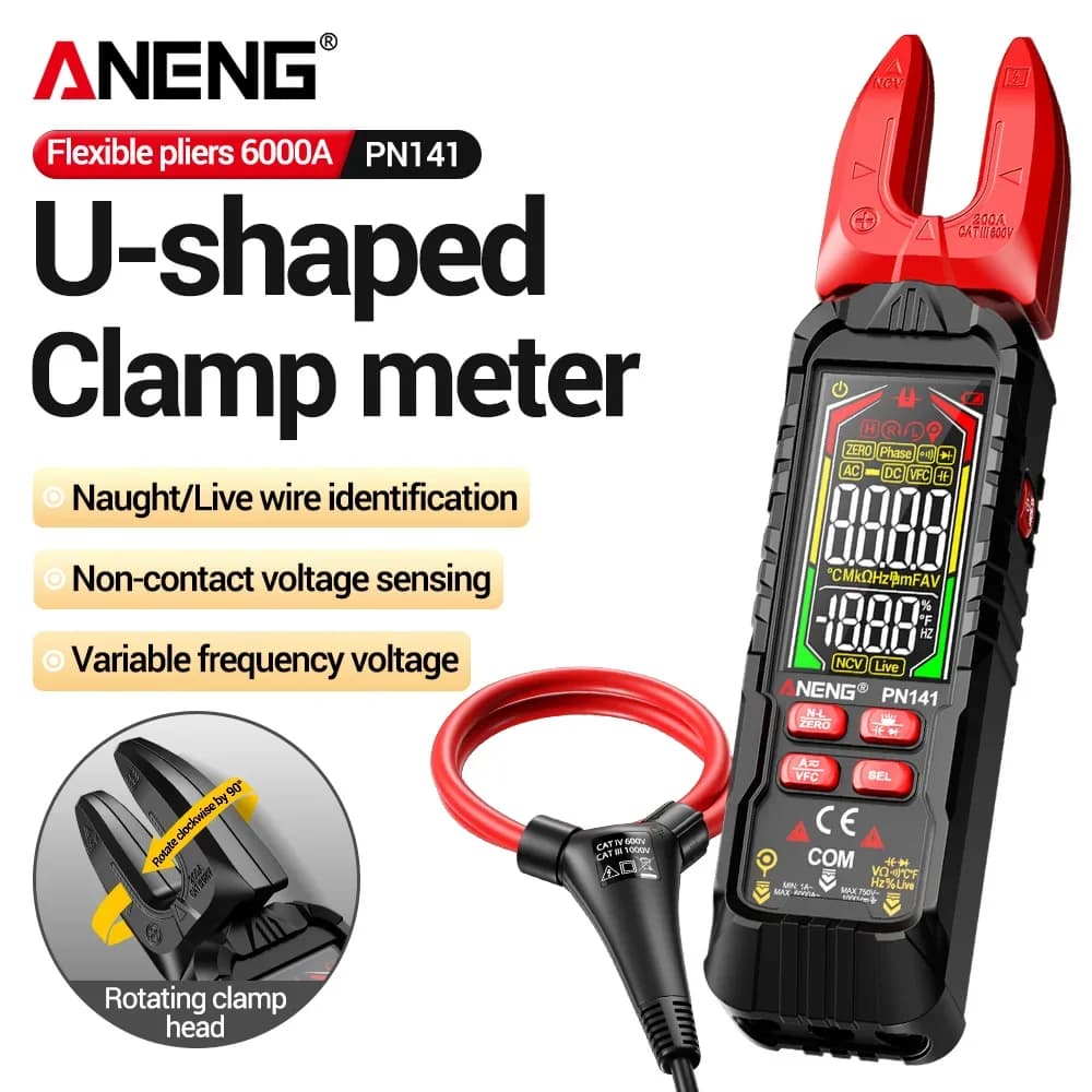ANENG Digital Multimeter Clamp Meter 6000A Flexible Pliers Non-contact Voltage Sensing Voltmeter Ammeter Profession Repair PN141