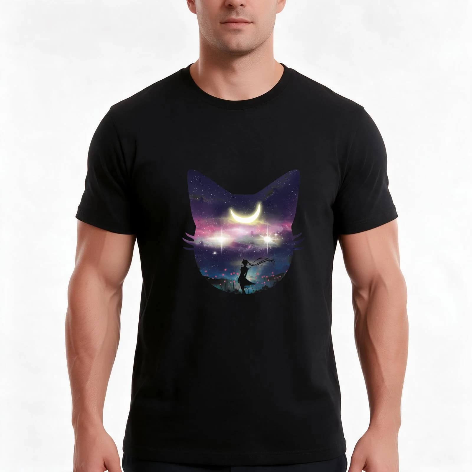 Moon Chaser T-Shirt, Summer Casual Cotton Tee, Oversized Streetwear Tops, Vintage Graphic Print, Loose Fit Short Sleeve