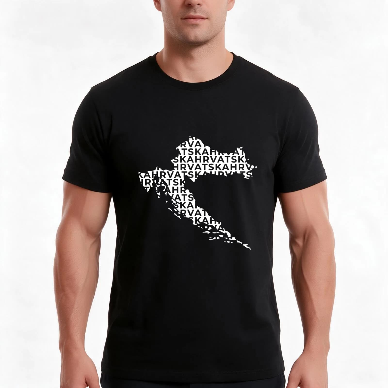 Croatian map Hrvatska white T-Shirt, Summer Casual Cotton Tee, Oversized Streetwear Tops, Vintage Graphic Print, 100% Cotton