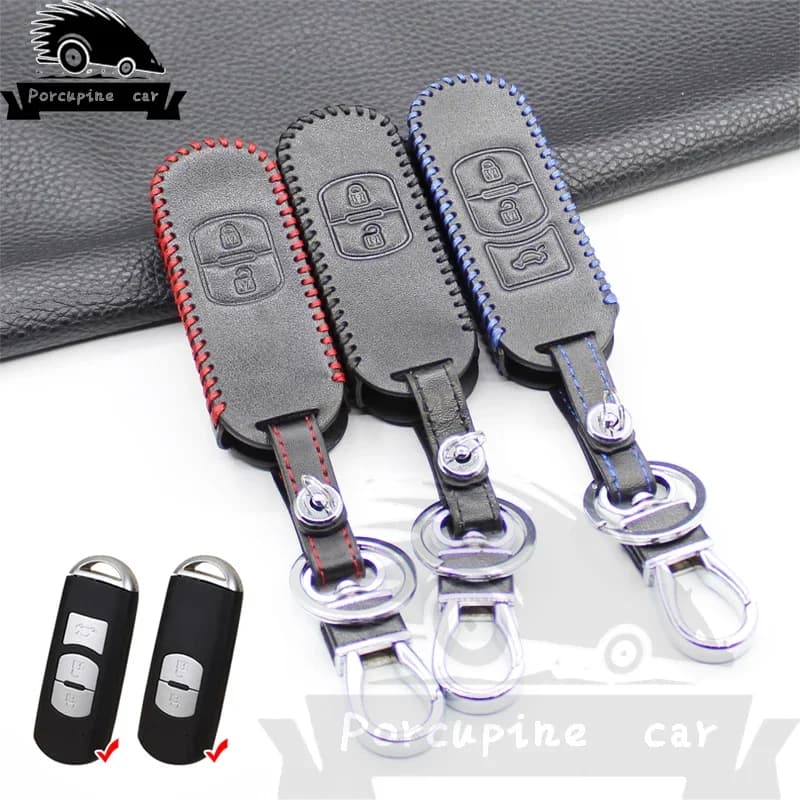 Genuine Leather Remote Car Key Case Cover For Mazda Atenza Axela 6 CX4 CX3 CX-5 CX5 CX-7 CX-9 2015 2016 2017 Smart 2/3 Buttons