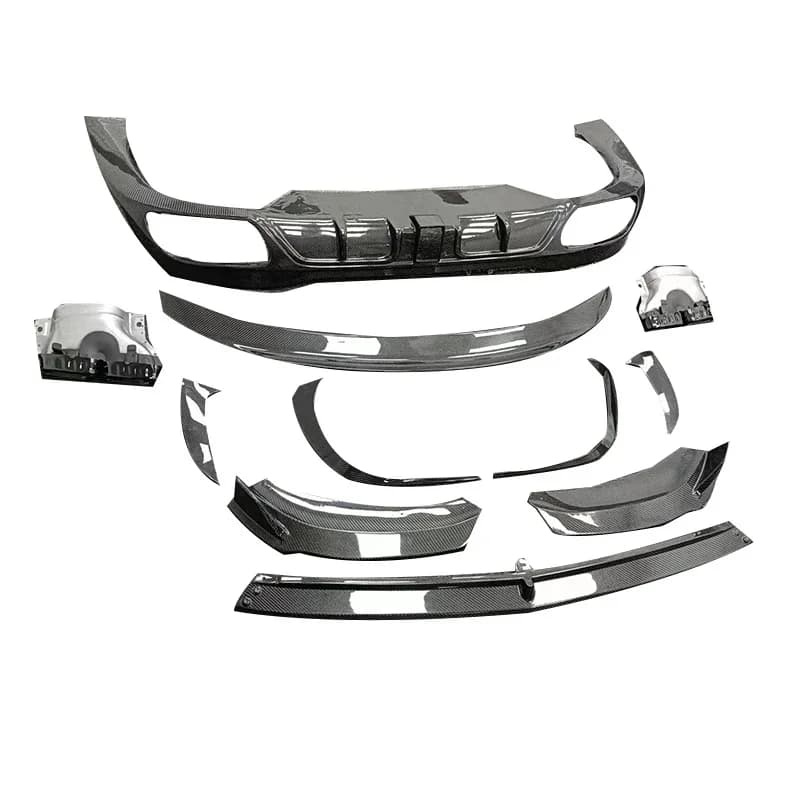 New Design  Carbon Fiber Front Lip Rear Diffuser with Tips Rear Spoiler Bumpers Vent For Mercedes Benz C-class W206