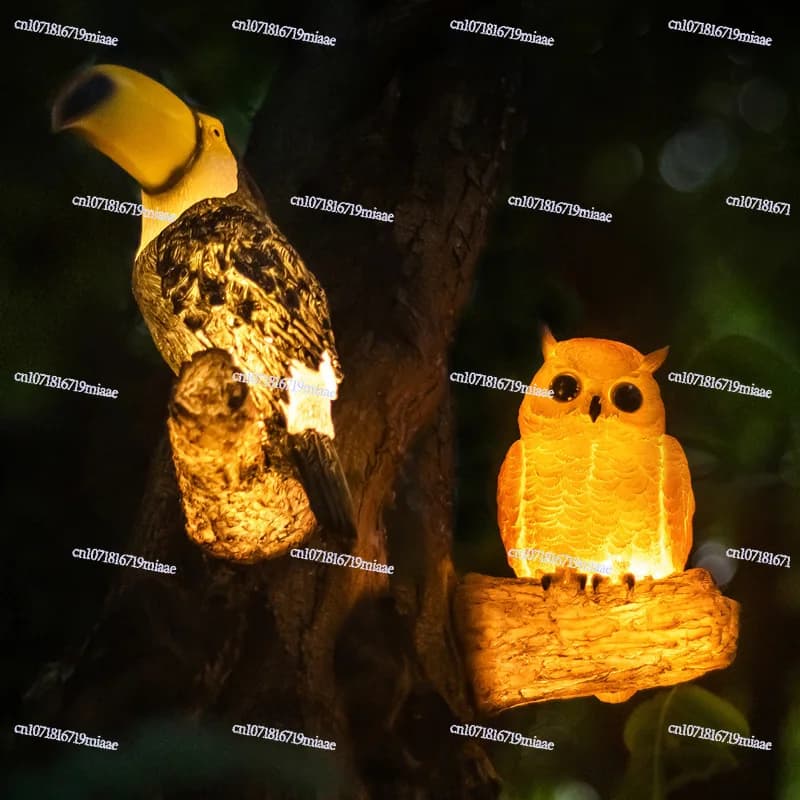 Outdoor Waterproof Luminous Parrot Light, Owl Courtyard Lighting, Park Animal Modeling Light, Garden Decoration Landscape Light