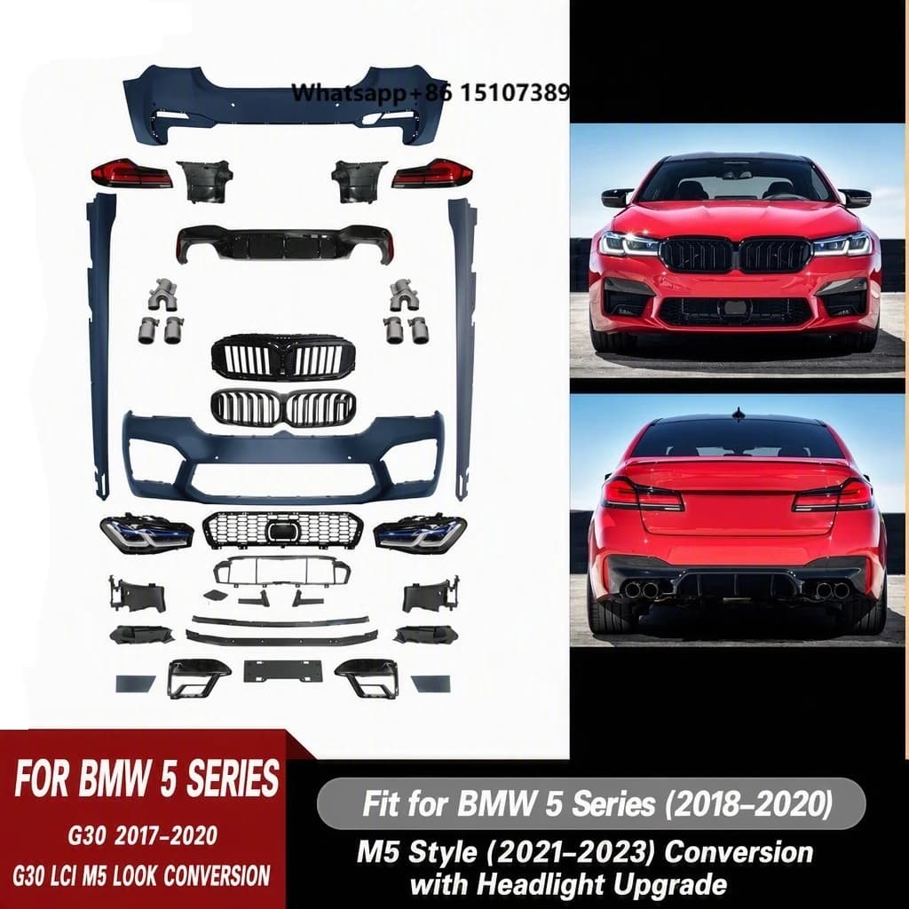 Car 2018-2020 G30 G38 Upgrade 2023+ M5 Style Front Rear Bumper Body Kits With Headlights for 5 Series G30 G38 2018 2019 2020