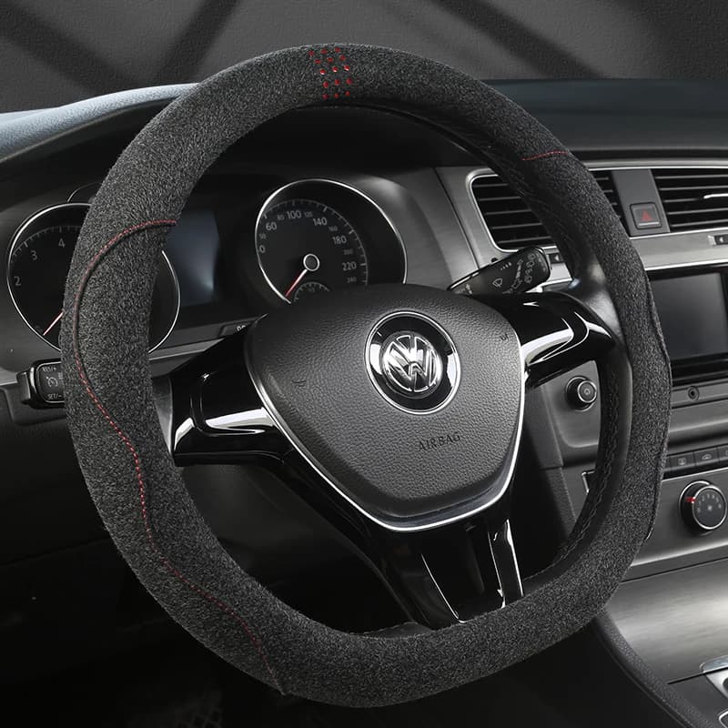 Suede Cow Leather D Shape Car Steering Wheel Cover For Nissan Qashqai J11 Nissan X-trail T32 Golf 7 8 Tiguan 2020 Kia Optima K5