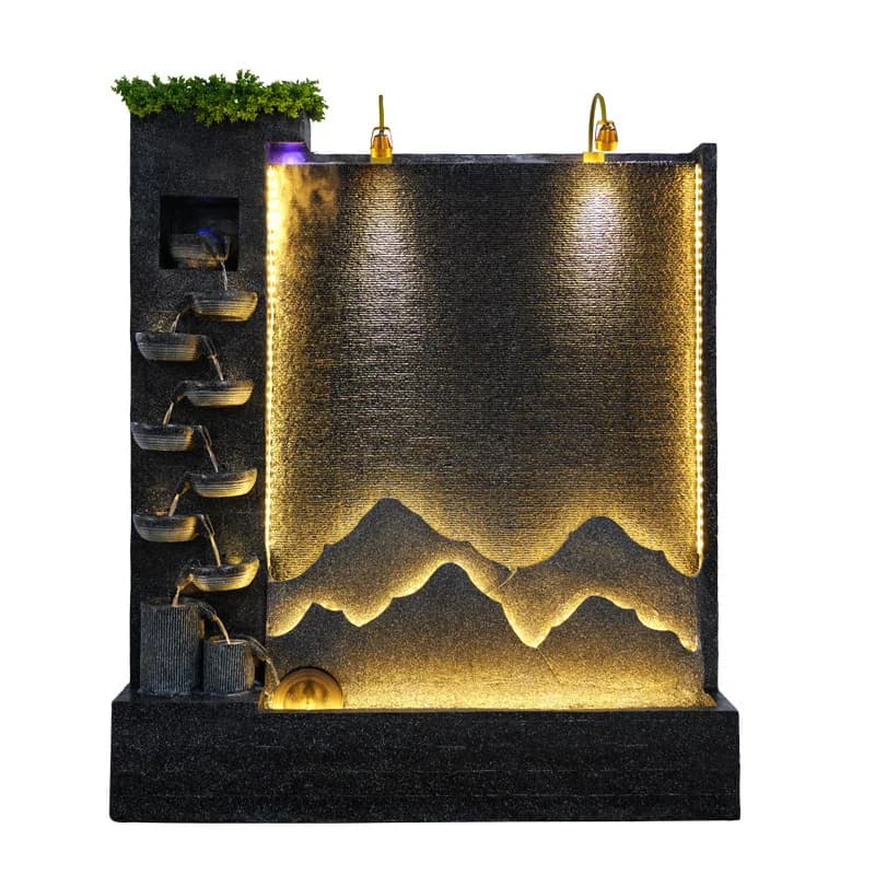 YJQ creative water curtain wall running water wall screen rockery running water fountain landscaping atomized fish pond