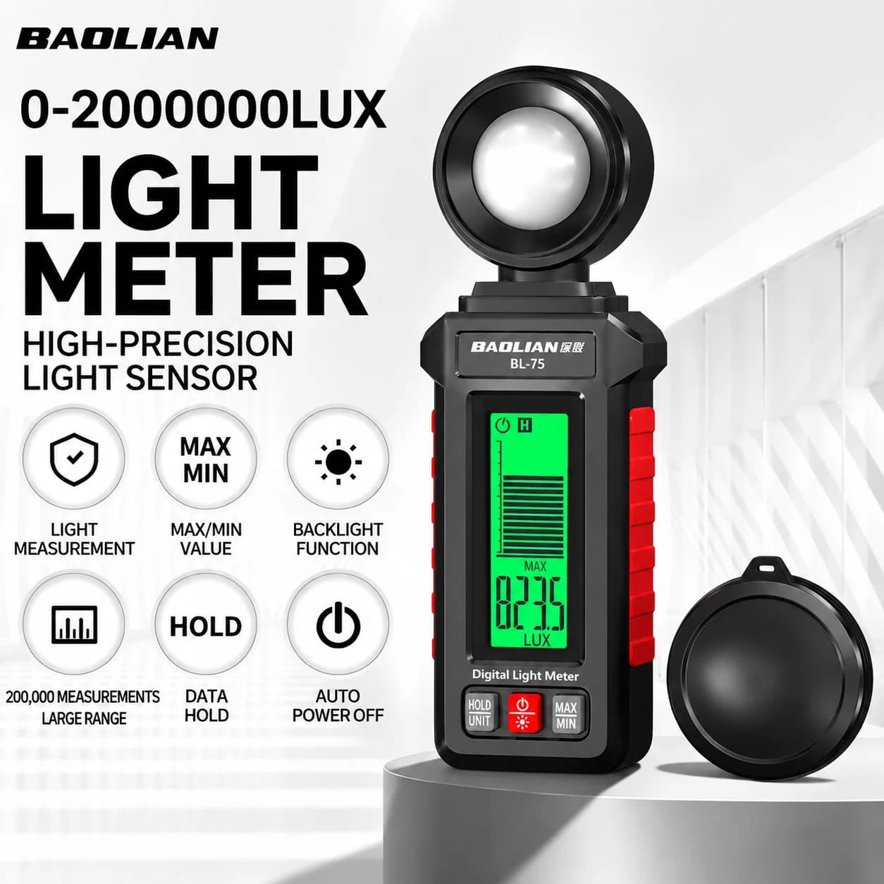 High Precision Digital Lux Meter Illuminance Meter Light Measurement Tester Portable Light Meter for Indoor Lighting Test