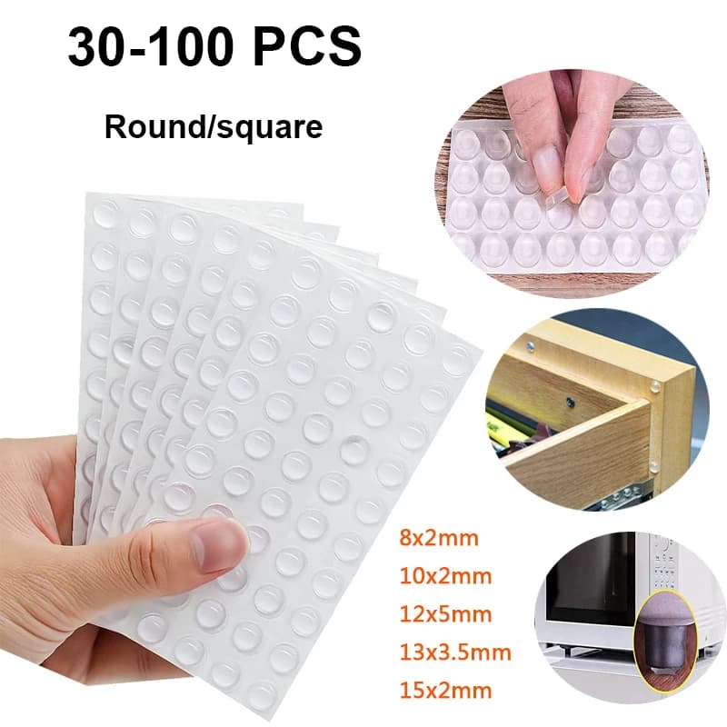 30-100PCS Self Adhesive Silicone Furniture Pads Cabinet Bumpers Rubber Damper Buffer Cushion Protective Furniture Hardware