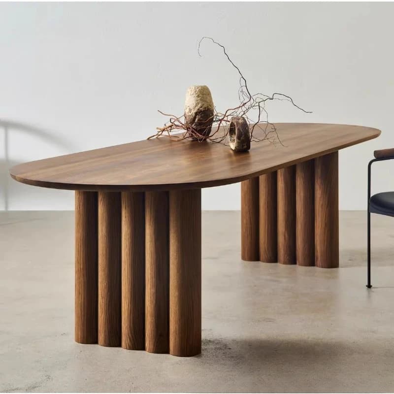 Model room dining table solid wood workbench desk oval negotiation table