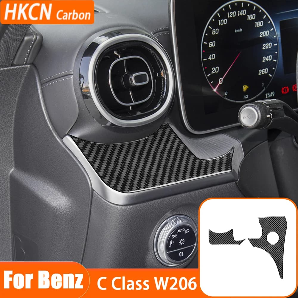 For Benz C-Class W206 2022+ Car Accessories Dashboard Both Sides Panel Decoration Carbon Fiber Interior Sticker Modification