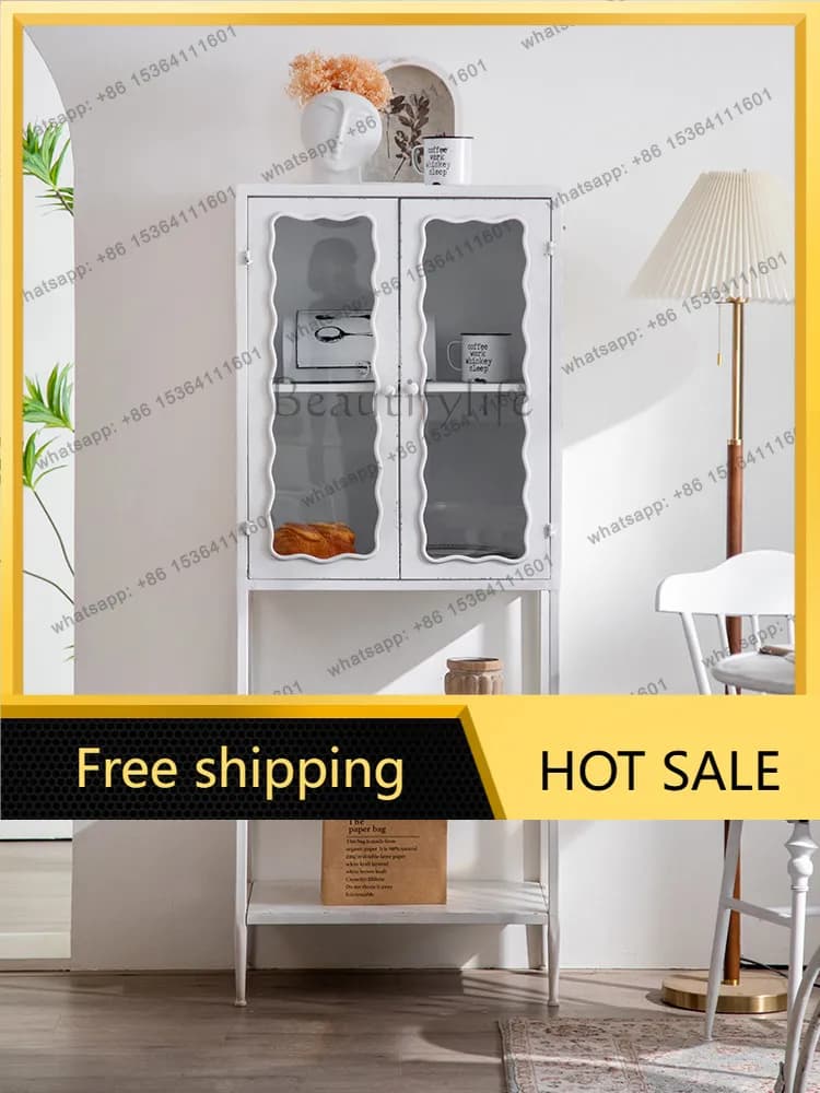 XX. French retro wall living room small apartment layered shelves