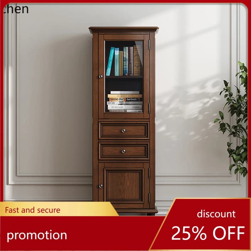 CZ  rural high cabinet storage retro modern style solid wood single door side cabinet furniture