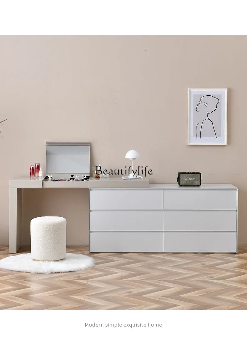 04Italian minimalist bedroom chest makeup table integrated bedroom corner dresser