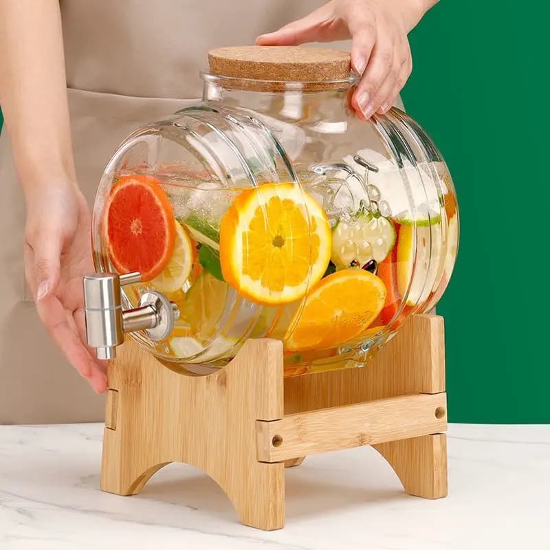 Glass Sparkling Wine Bottle with Faucet Internet Celebrity Coke  Beverage Fruit Tea Bucket Bartending Beer Household Large