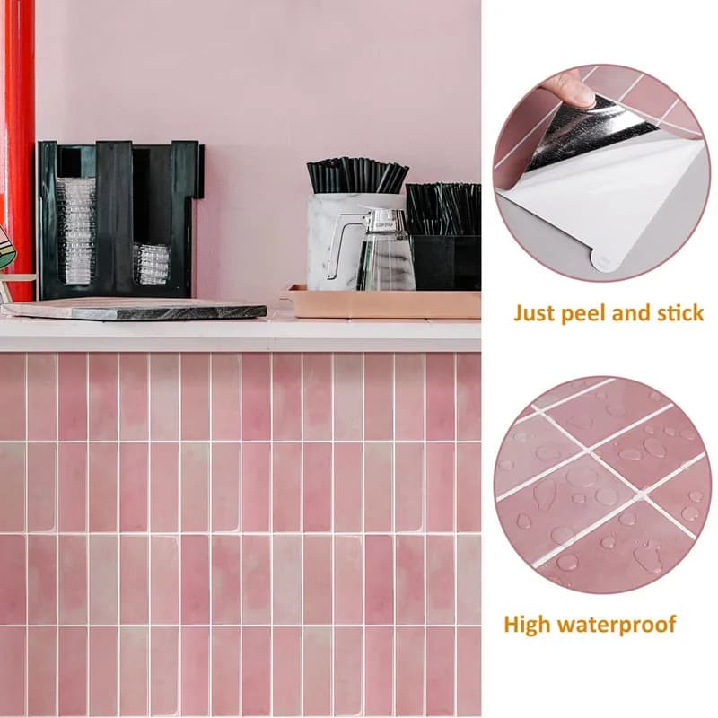 3D Self-adhesive Wallpaper Waterproof Oil Resistant Stain Resistant Kitchen Bathroom Ceramic Tile Pasting Beautifying Decoration