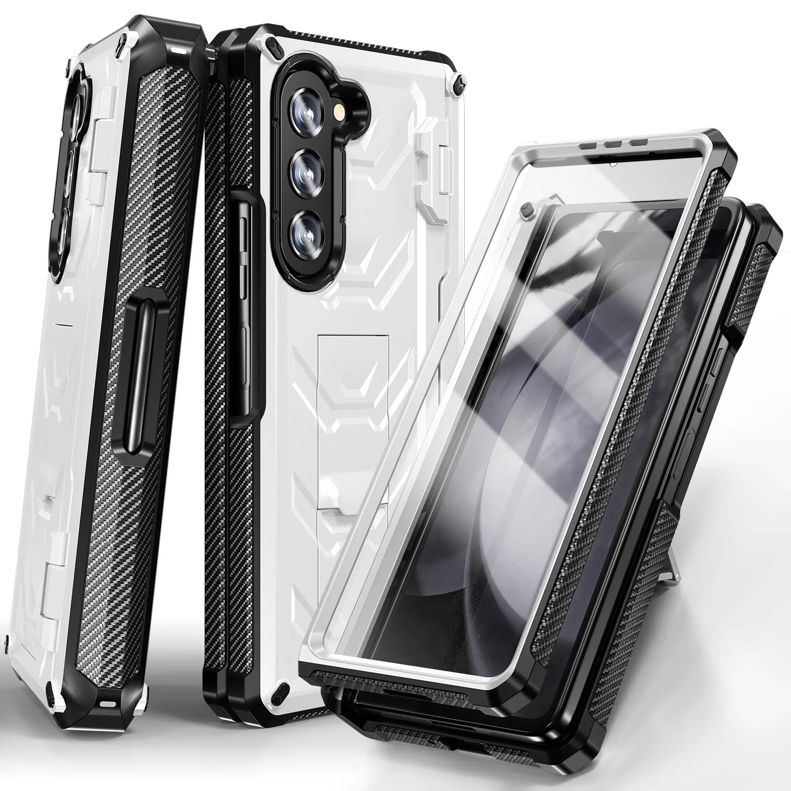 Slot Case For Samsung Galaxy Z Fold 3 4 5G Magnetic Hinge Slide Pen Stand Case Built in Film Armor Bracket Cover Fold3 Hard Case