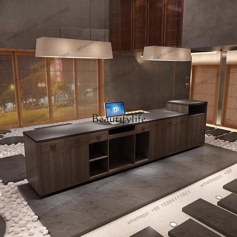 D30Industrial Corner L-shaped Front Desk Hotel Bar Foot Therapy Shop Tea House Bar Reception Desk