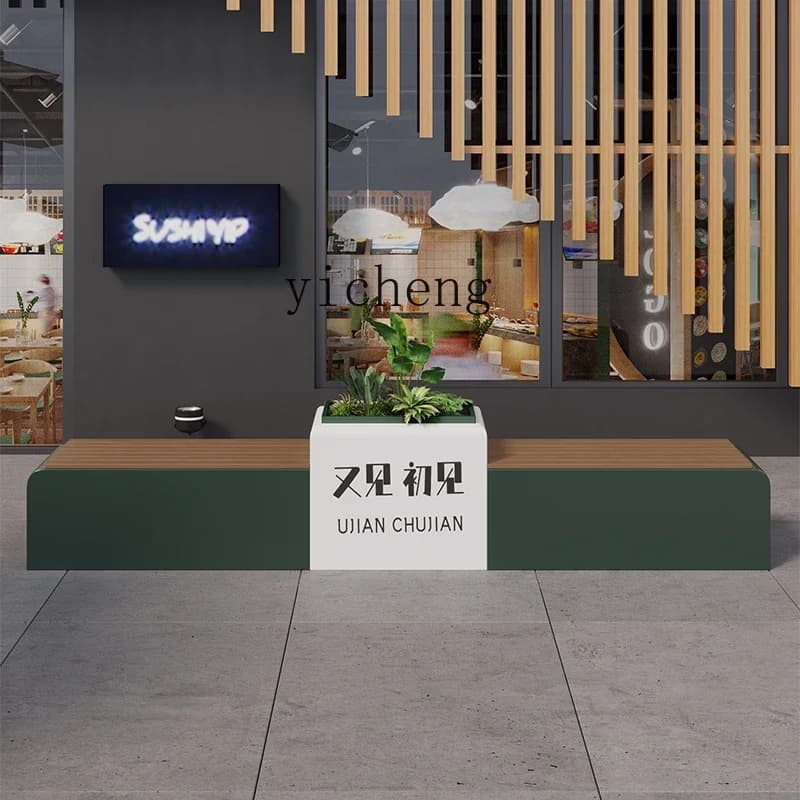 flower box card seat combination wrought iron stainless steel planting box fence partition restaurant milk tea shop seat