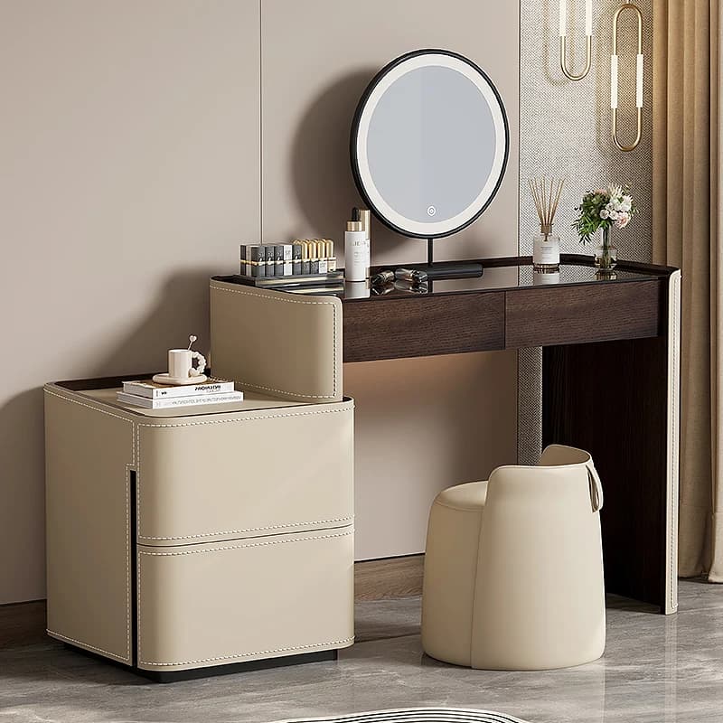 */*Light Mirror Storage Vanity Table Stool Nordic Modern Makeup Dressing Table Decor Drawer Mesa De Maquillaje Bedroom Furniture