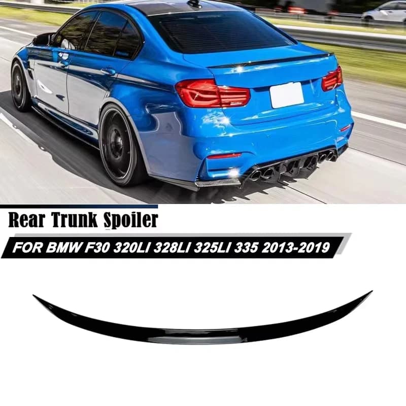 120CM Gloss Black Soft Rubber Rear Trunk Spoiler Lip Splitter 5D Carbon Look Car Accessories For BMW 3 Series F30 320i 328i 335i