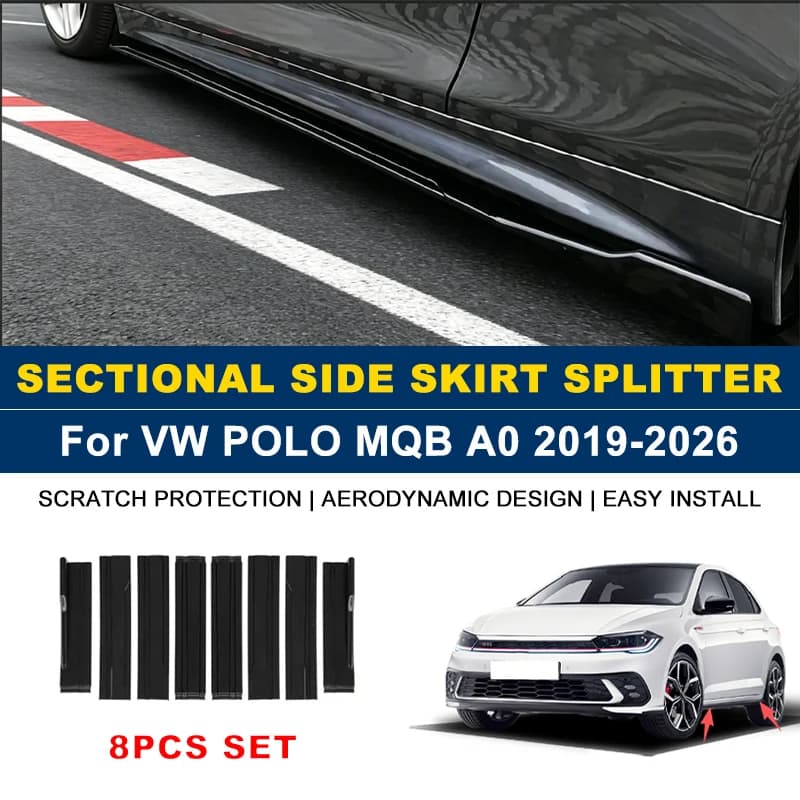 2m Sectional Side Skirt Extension Lips Side Spoiler,Car Exterior Modified Upgrade Kit For Volkswagen VW POLO MQB A0 2019-2026