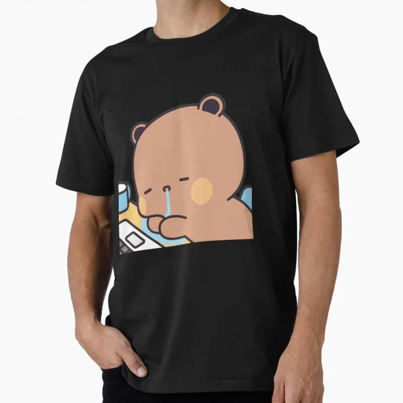 Dudu falls asleep drooling Gift t shirt ‌kawaii‌ Panda Bear Cartoon Graphic tee Cute Y2K Clothes 100% cotton All size Tee S-6XL