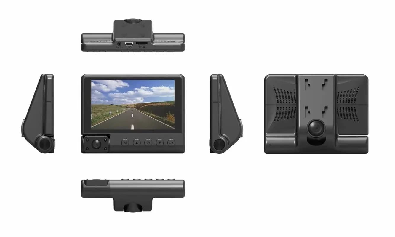 New Design Dual Lens 4" IPS TFT 1080p Waterproof DVR Dash Cam Rotating Motion Detection G-sensor Video Recorder 1 Year