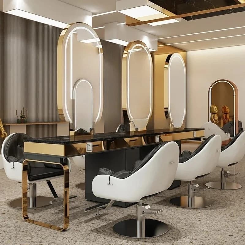 a6.25 Marble Barber Shop Mirror Desk Cabinet Hair Salon Hair Salon Mirror Hair Salon