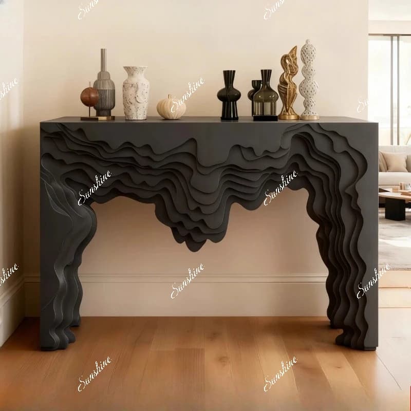 Cream wind baking paint Xuanguantai creative special-shaped home end view decoration cabinet