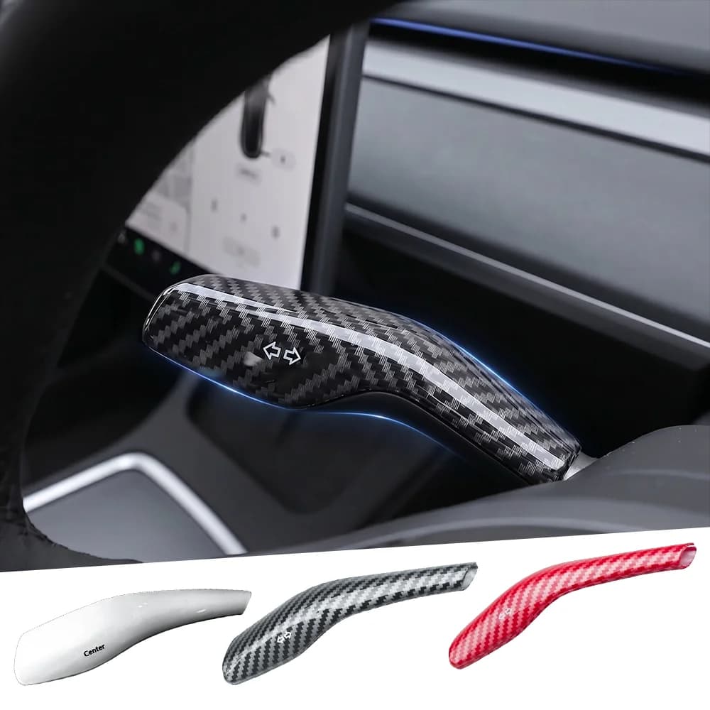 For Tesla Model YL/3/Y Juniper 2025 Carbon Fiber Gear Shift Cover ABS Steering Lever Handle Protection Shifter Shell Car Decor